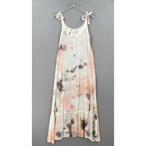 LACAUSA Coco Dress Womens Small White Tie Dye Jewel Wash Tie Shoulder Maxi - Picture 3 of 16